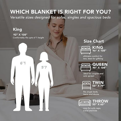 Goqan Throw Blanket 55x60 – 100% Turkish Cotton 4 Layer Boho Muslin Blanket for Adults, Four Season Blanket Lightweight and Thin, Soft, Breathable for Bed, Couch, Picnic - Beige