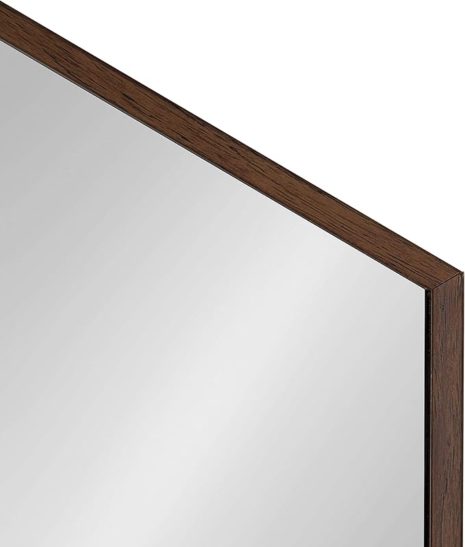Kate and Laurel Rhodes Hexagon Wall Mirror, 24.75 x 36.75-Inches, Walnut Brown