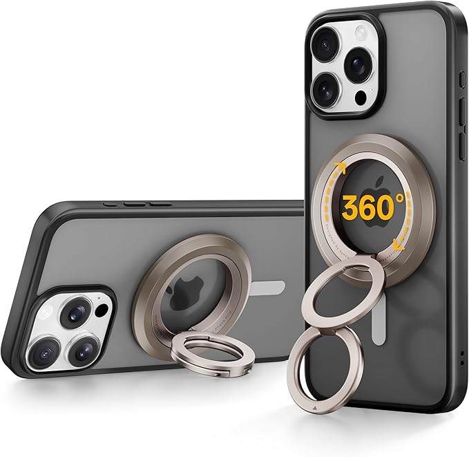 SYNCWIRE for MagSafe Ring Phone Holder, 360° Rotation Magnetic Cell Phone Grip Dual-Sided Magnets Phone Ring Kickstand Compatible with iPhone 17 16 15 14 13 12 Pro Max MagSafe, Android, Samsung etc.