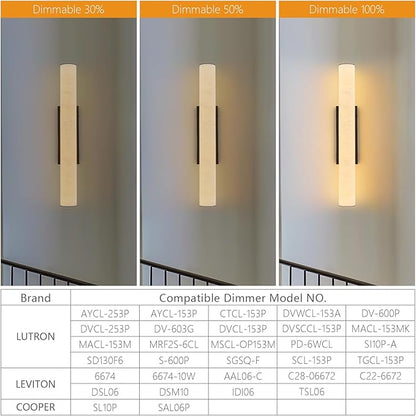 LMQNINE Natural Alabaster Wall Sconces Set of Two Spanish Marble Wall Light Cylinder Modern Black LED Sconce for Living Room Bedroom Bathroo Stairs（M-2Pack）