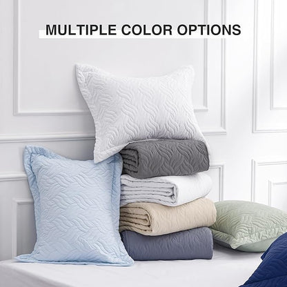 Love's cabin King Size Quilt Bedding Set Grey Bedspreads - Bed Summer Lightweight Bedspread Comforter - Wave Pattern Bedding Coverlet for All Season - 3 Pieces (1 Quilt, 2 Pillow Shams)