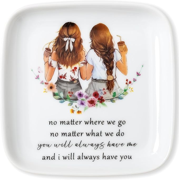 Crisky Best Friend Birthday Gifts for Women, No Matter Where We Go, No Matter What We Do, You Will Always Have Me, and I Will Always Have You, Going Away Long Distance Friendship Ring Dish