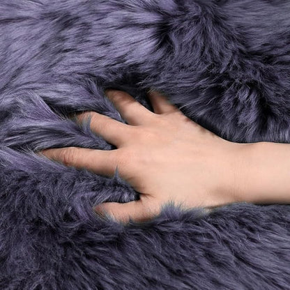 Area Rugs, Genuine New Zealand Sheepskin Rug, Soft Fur Throw Rug (Blue Steel, Double Pelt/2FT*6FT)