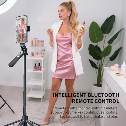 70" Tripod for Phone, Portable All in One Extendable Cell Phone Tripod Stand, Tall Travel Tripods for Recording Video Selfies Photo, with Wireless Remote Control for iPhone、Samsung、Android