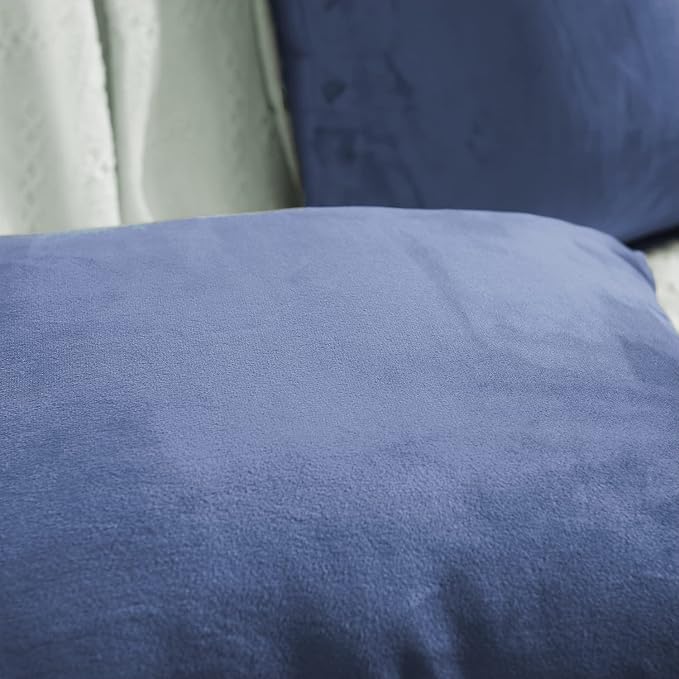 FY FIBER HOUSE Pack of 2 Velvet Throw Pillow Covers Decorative Pillowcase Soft Solid Cushion Cover, 18 x 18 Inch, Stone Blue