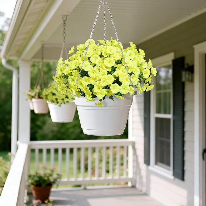 Yellow Artificial Morning Glory Fall Faux Flowers for Outdoor Decoration, 12 Bundles Realistic Silk Flowers with Eucalyptus for Autumn Home Decor Patio Porch Garden Planter Window Box Yard