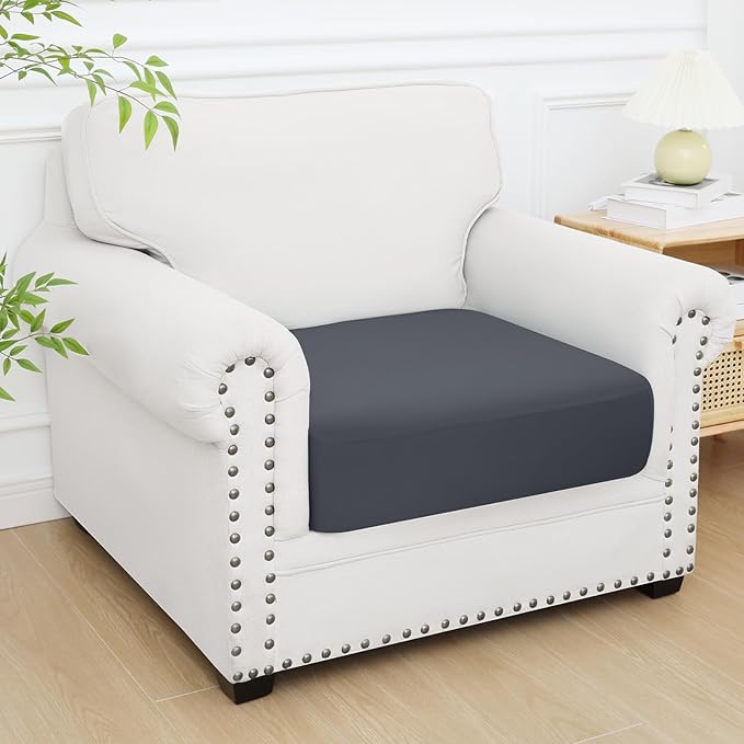 Smiry Printed Couch Cushion Covers, Stretch Soft Couch Covers for Sofa, Washable Non-Slip Sofa Slipcover Furniture Protector for Indoor and Outdoor (1 Pack, Dark Grey)