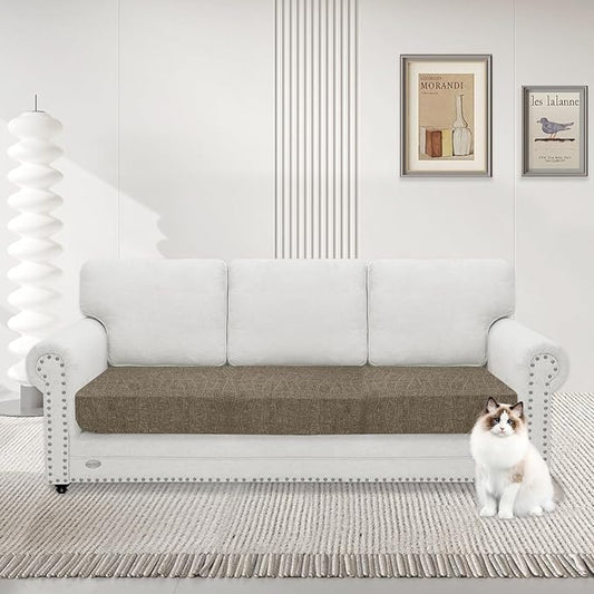 MAXIJIN Waterproof Couch Cushion Covers Stretch Sofa Seat Slipcovers Washable，Sectional Outdoor Cushion Covers with Elastic Bottom for Dogs Pets Kids (1 Pc Sofa Cushion Cover, Khaki)
