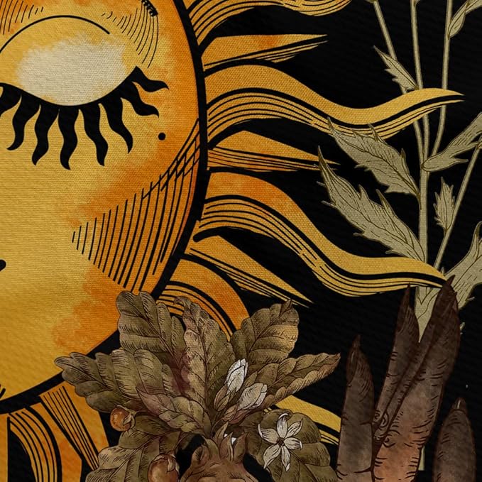 Boho Sun Tapestry for Bedroom Aesthetic, Vintage Plant Mushroom Botanical Sun and Moon Art Tapestries Wall Hanging for Dorm Living Room Decor 60X40, Fairy Poster Blanket
