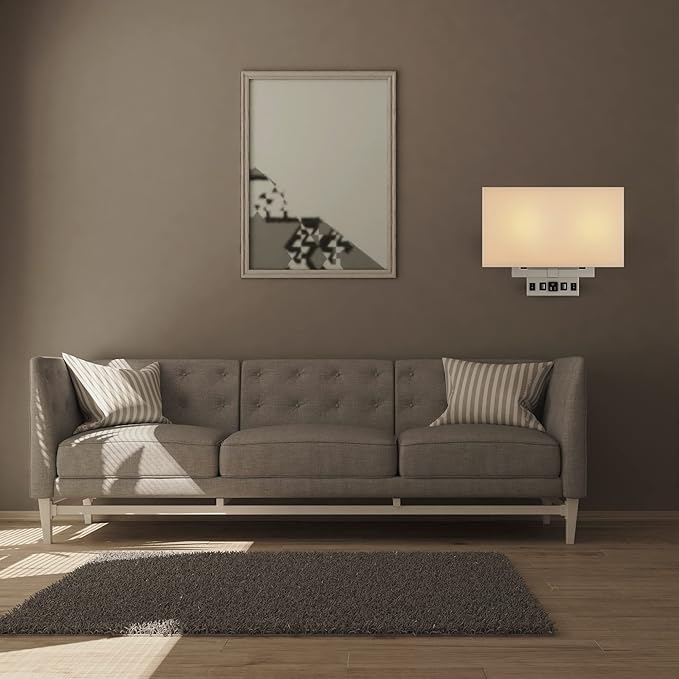 LEDMyplace 2-Light LED Wall Sconce Lighting Fixture, 120V, E26 Base, Iron Body and Acrylic Shade, UL Listed, Brushed Nickel Finish, Modern Decorative Lighting for Bathroom, Bedroom