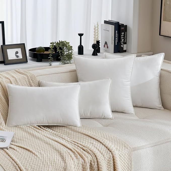 MIULEE Pack of 2 Decorative Velvet Throw Pillow Cover Soft Pillowcase Solid Square Cushion Case for Sofa Bedroom Car 20x20 Inch 50x50 Cm Pure White