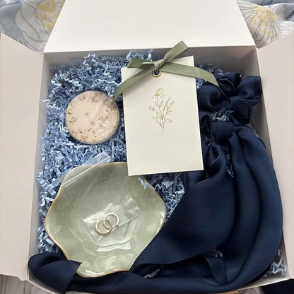2Pcs Ceramic Jewelry Dish - Lotus Leaf Shape, for Ring Holder Necklace Small Key, Suitable for Mother Friend Sister, Gifts for Women, Cute Plate Trinket Tray, Home Decor (Green-2PCS)
