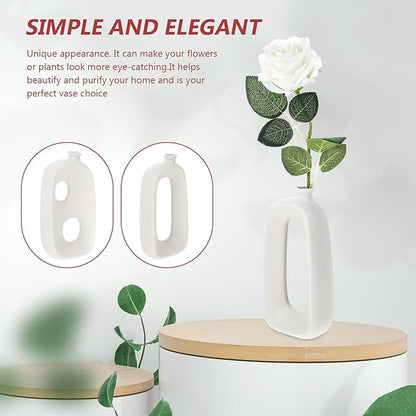 Toyvian 2pcs Ceramic Art Vases Special-Shaped Matte White Decorative Vases for Home Decor Table Centerpieces Flower Arrangements Lightweight Desktop Display