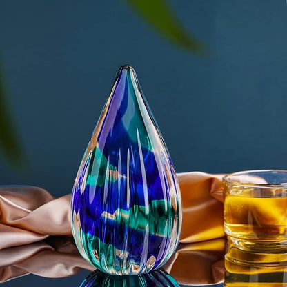Yao Yuan Hand-Blown Glass Sculpture - Murano-Style Glass Statue and Figurine - Wonderful Gift, Green-Blue