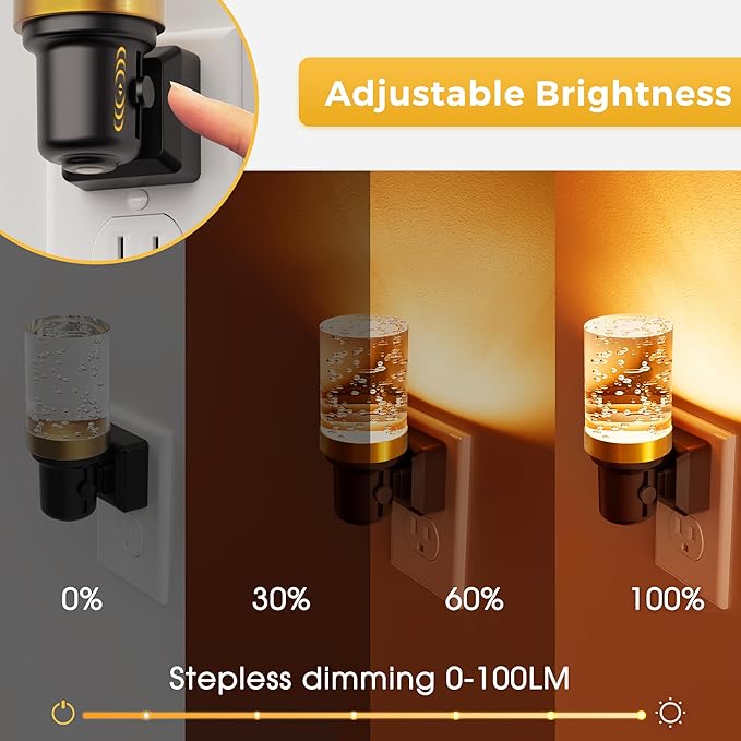 L LOHAS LED Night Light, Dimmable Night Lights Plug into Wall, Automatic Night Lights Plug in with Auto Light Sensor, 1800K Amber Warm Light 0-100LM Brightness LED Night Light for Hallway Bedroom