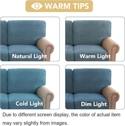 H.VERSAILTEX Multi-Pieces Sofa Covers Stretch Couch Covers Form Fitted Seats and Back Cushions Covers (3 Seat Covers Plus 3 Back Cusion Covers, Bonus 2 Armrest Covers), Dusty Blue