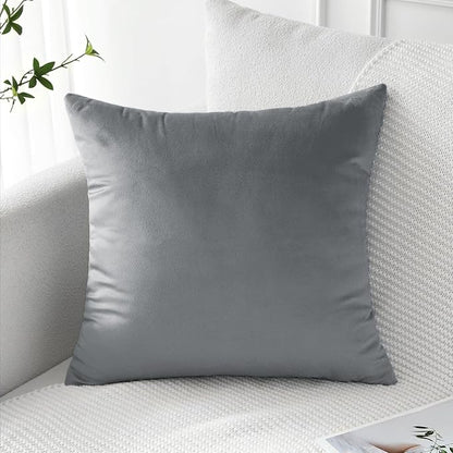 Artscope Luxury Velvet Pillow Covers Decorative Square Pillowcases Soft Solid Cushion Cases for Couch Sofa Bedroom Home Decor 24x24 Inch Graphite Grey