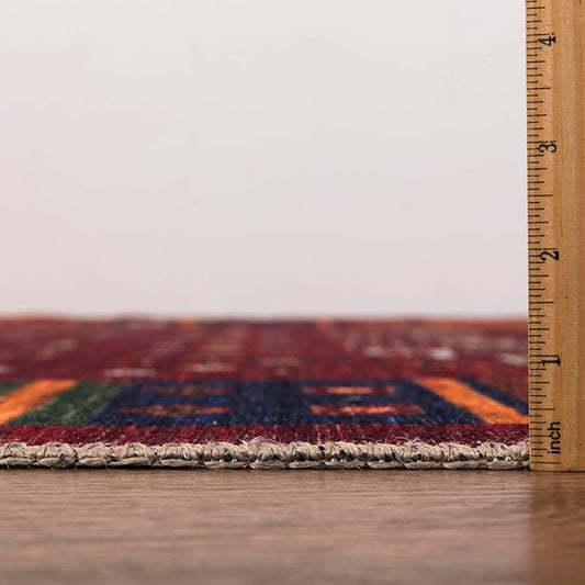 Keen Home Design 2x12 Rug - Machine Washable Runner Rug with Non-Slip Backing, Ideal for Hallway, Entryway, Kitchen, Laundry Room - Vintage, Easy Clean, Durable, Low Pile - (2'6" x 12')