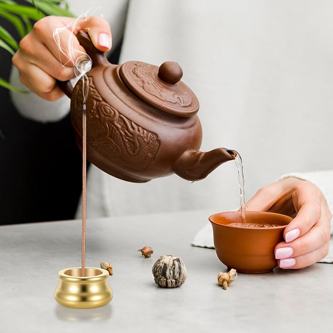 3Pcs Mini Dual-Purpose Copper Incense Burner Holder, Brass Holder for Sticks, Cone Incense Holder, Chinese Indoor and Outdoor Decorative, Suitable for Yoga, Studio, Buddhist, Temple