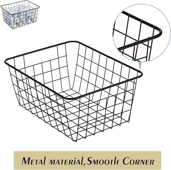 Wire Kitchen Storage Basket 4 Packs,Perfect Pantry Organization Accessories Baskets,Laundry Basket,Countertop Organization,Suitable for Kitchen,Bathroom,Bedroom,Tabletop,Stackable,Chrome