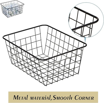 Wire Kitchen Storage Basket 4 Packs,Perfect Pantry Organization Accessories Baskets,Laundry Basket,Countertop Organization,Suitable for Kitchen,Bathroom,Bedroom,Tabletop,Stackable,Chrome