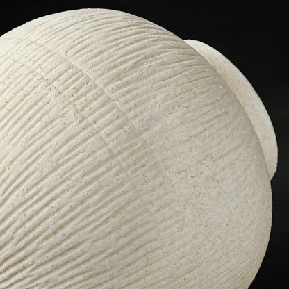 7" Short Round Clay Vase with Vertical Engravings Texture, Sand-Grain Tactile, Wide Ceramic Vase for Cafe Centerpiece Decor, Bohemian Style, Small & Beige White