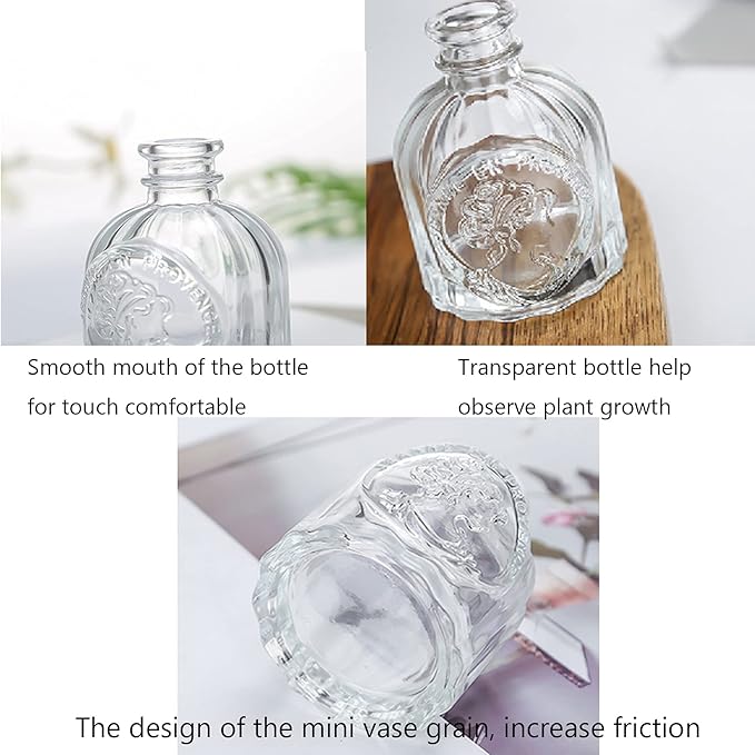 Bud Vases in Bulk - Small Glass Vase Set of 10 Different Shape Vintage, Mini Vases Clear for Flowers, Table, Wedding, Centerpieces, Home Decor