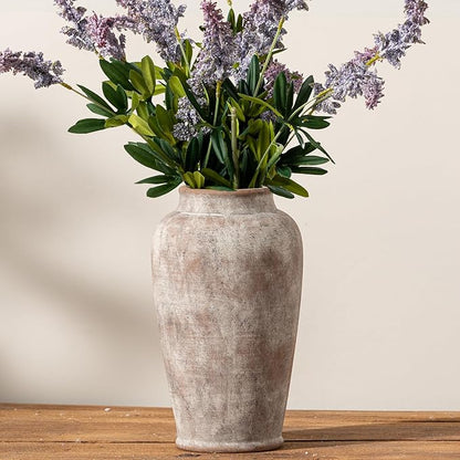 Ceramic Rustic Vase, 11 Inch Large Flower Vase Tall Farmhouse Decorative Vase Floral Pottery Vases for Home Decor Table Living Room Entryway Mantel Bedroom Bathroom Kitchen - Rustic