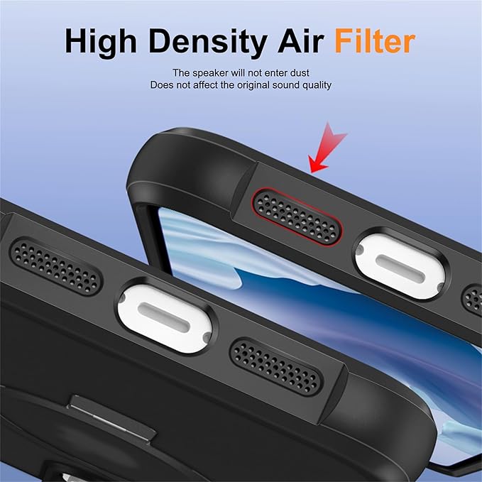 Compatible with iPhone 15 Pro Max Case with Invisible Magnetic O-Ring Stand Military-Grade Translucent Case for iPhone 15 ProMax 6.7" [Compatible with Mag-Safe][Great Grip Feeling], Black