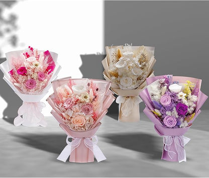 Flowers Gifts for Mom, Flower for Delivery, Preserved Roses Bouquets, Birthday Gifts for Women, Mothers Day Flowers for Wife (White)