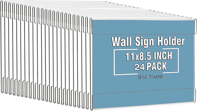 Dingelex 24 Pack Acrylic Wall Mount Horizontal Sign Holder 8.5x11,Clear Door Sign Holder Hanging Plastic Document Holder,Acrylic Wall Frame Plastic Wall Holders for Paper,No Drilling, Landscape