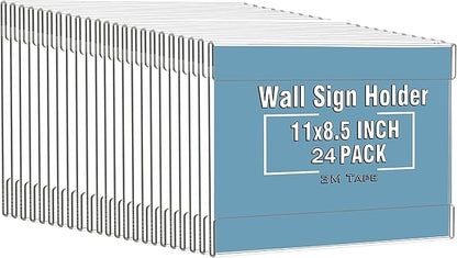 Dingelex 24 Pack Acrylic Wall Mount Horizontal Sign Holder 8.5x11,Clear Door Sign Holder Hanging Plastic Document Holder,Acrylic Wall Frame Plastic Wall Holders for Paper,No Drilling, Landscape