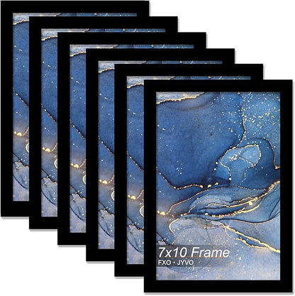 7x10 Picture Frame Set of 6, Black Frame for 7 x 10 Inch Picture Poster Photo, Light Weight and High Transparent 7 by 10 Frame for Wall - 6 Pack/Black/7"x10"