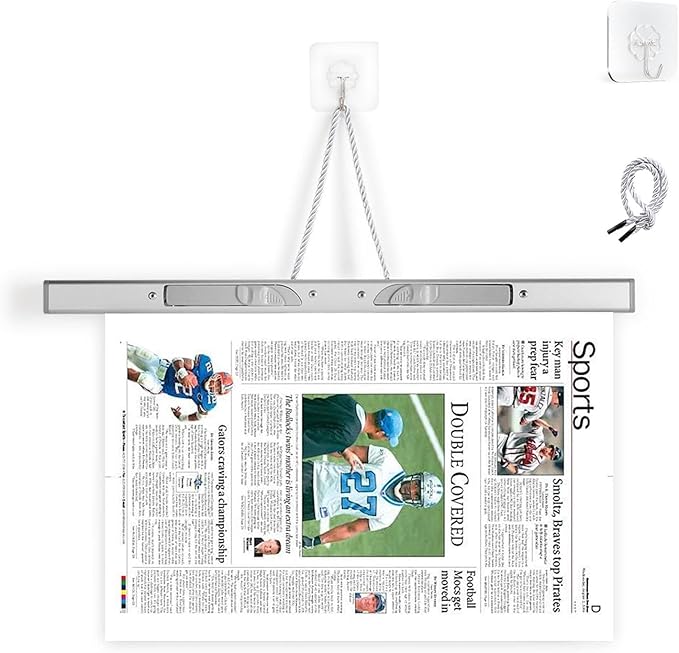 Aluminum Alloy Newspapers Holders for Office，Home,Newspaper Rack Can Hold 30 pages,Newspaper Hanger Holding Files on the Wall to Save the Space
