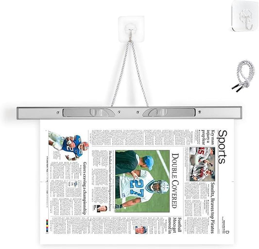 Aluminum Alloy Newspapers Holders for Office，Home,Newspaper Rack Can Hold 30 pages,Newspaper Hanger Holding Files on the Wall to Save the Space