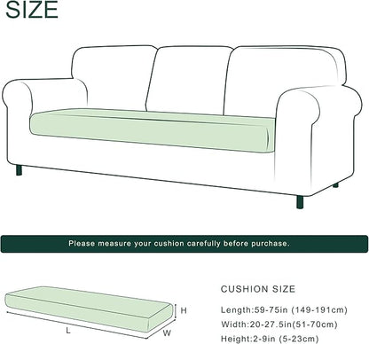 CHUN YI Large Couch Cushion Cover for 3 Sette Stretch Individual Replacement Sofa Seat Slipcover with Elastic Spandex Jacquard Fabric(Large,Grey)