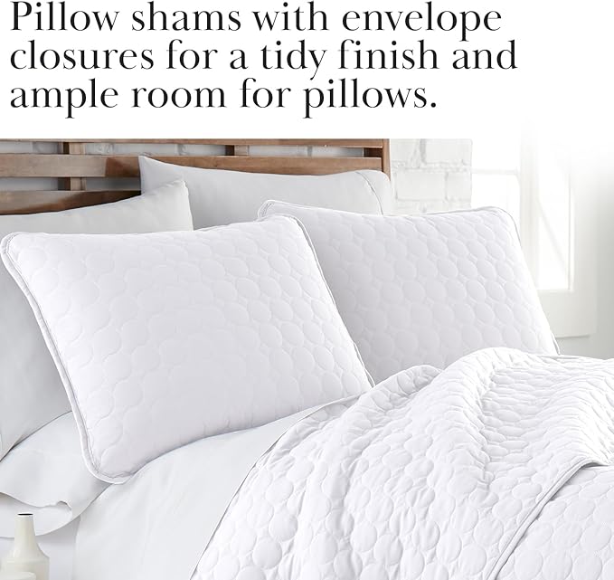 Southshore Fine Living, Inc. Twin XL Comforter Quilt Set, Dorm Room Bedding Essentials, Stain Resistant, Machine Washable Bed Spread, Twin XL White Quilt Bedspread Set w/Pillow Sham, Bright White
