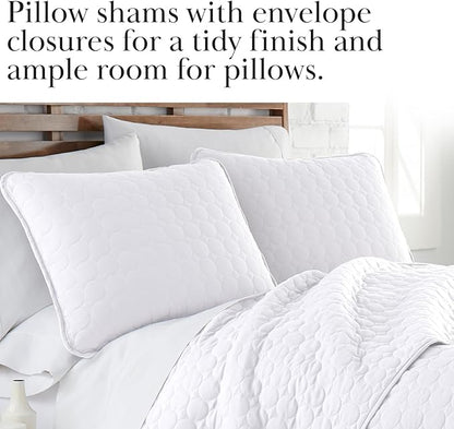 Southshore Fine Living, Inc. Twin XL Comforter Quilt Set, Dorm Room Bedding Essentials, Stain Resistant, Machine Washable Bed Spread, Twin XL White Quilt Bedspread Set w/Pillow Sham, Bright White