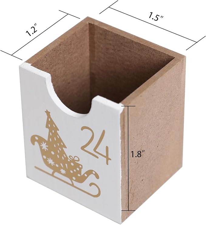 Wooden Christmas Advent Calendar House with 24 Drawers and Led Lights Countdown Calendars for Christmas Decoration 2023, Candy Box (White Forest)
