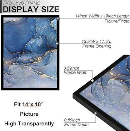 14x18 Picture Frame Set of 6, Black Frame for 14 x 18 Inch Picture Poster Photo, Light Weight and High Transparent 14 by 18 Frame for Wall - 6 Pack/Black/14 x18
