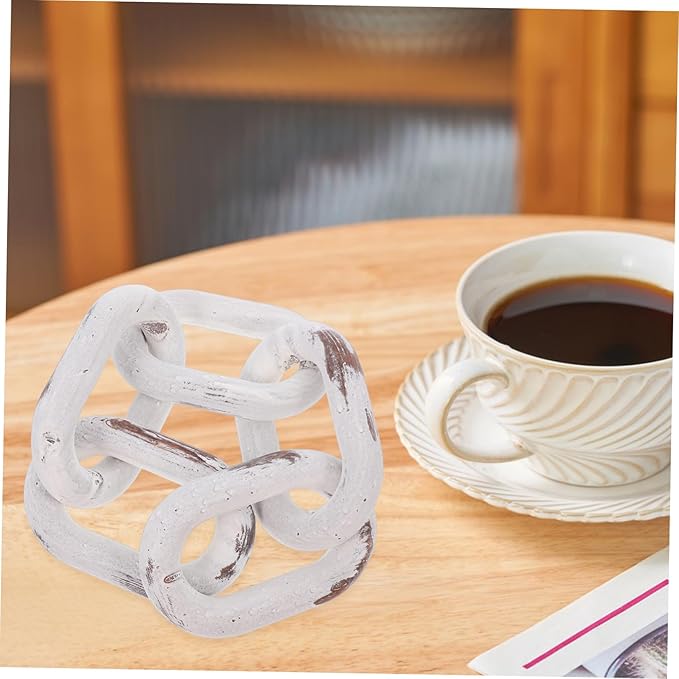 Rustic Wooden Chain Link Decor Unique Minimalist Table Accent for Home and Office Decoration