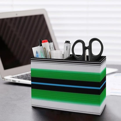 Large Desk Leather Pen Holder Table Pen Organizer Makeup Brush Storage Purple Mexican Blanket Stripes