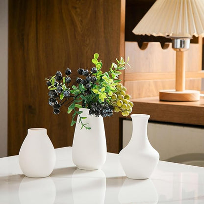 White Bud Vases, Ceramic Small Vase Set of 12, Mini Vases for Fresh and Dried Flowers, Modern Home Decor, Pottery Table Centerpiece