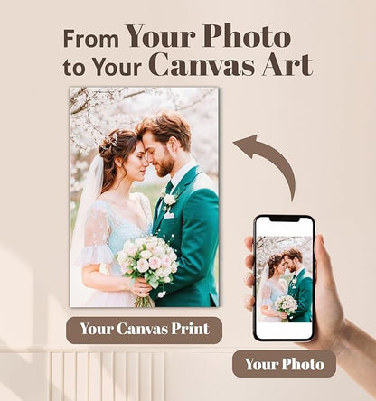 TreeDeal Custom Canvas Prints with Your Photos, Framed 32” x 48” Personalized Pictures Print, Customized Photo to Canvas Wall Art Ideal for Home Decor Gift Wrapping Pets Family Baby Wedding