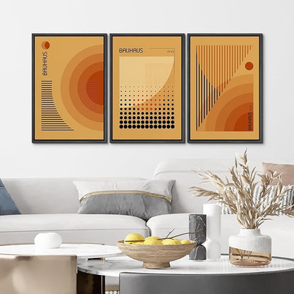 MUDECOR Framed Canvas Print Wall Art Bauhaus Art Prints Abstract Mid Century Modern Wall Art Minimalist Decor for Bedroom - 16"x24"x3 Black