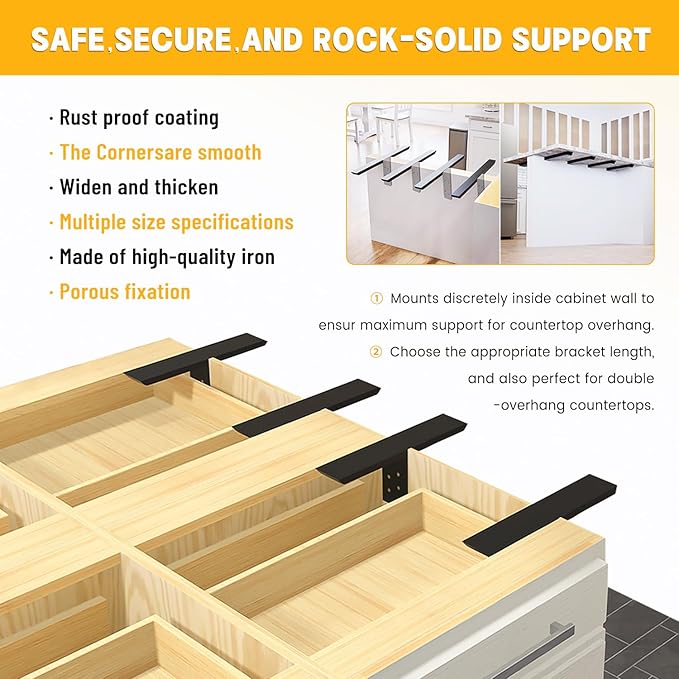 Hidden Countertop Support Bracket 36 Inch 2 Pack Heavy Duty Granite Support Bracket for Kitchen Island Bar Top Countertop