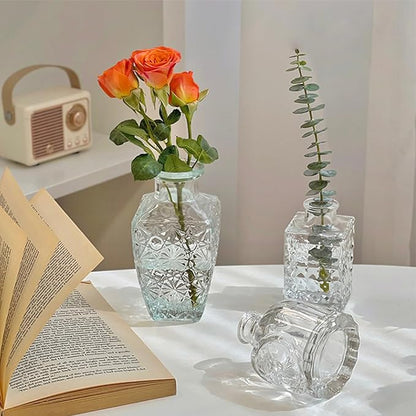 Glass Bud Vases Set of 12, Small Clear Vases for Centerpieces, Mini Glass Vases in Bulk, Vintage Vases Assorted Tiny Flower Vase for Baby Shower Wedding Floral Arrangements Home Table Decorations