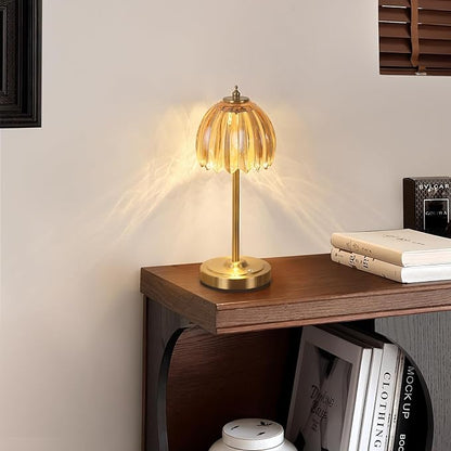 Tulip Lamp Shades Replacement, 5" Dia. * 4.25" H，0.394” Top Hole Light Amber Glass Sconce Shade Heavy and Thick for Table Lamp, 2 Pack