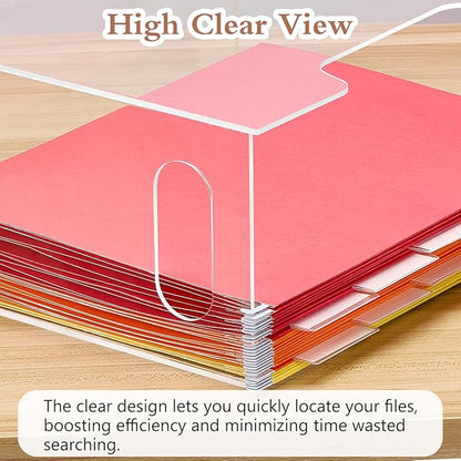 Jumyee Acrylic File Folder Organizer，Clear Hanging File Organizer Box for Letter Size/A4, Portable Desktop File Storage box for Desk Home Office School -1 Pack