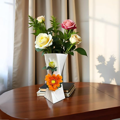 MTME Porcelain vase with Flowers, Memorabilia, Wedding Gifts, Aesthetic Sculpture Home décor (Orange)
